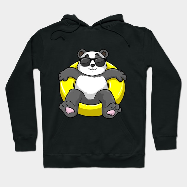Cool panda is swimming with a swimming ring Hoodie by Markus Schnabel
